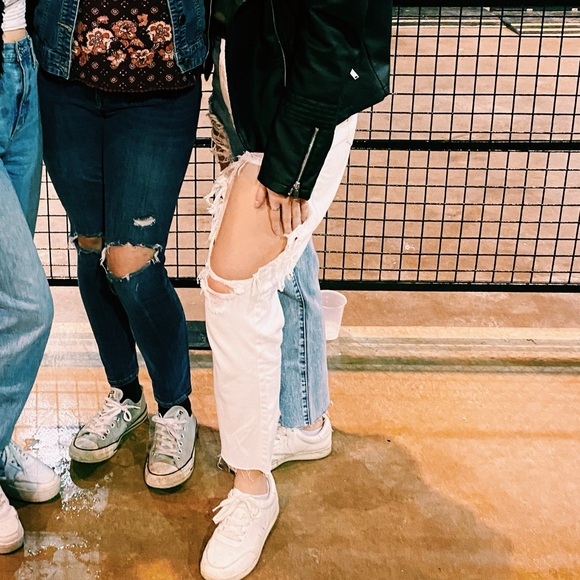 PacSun Two-Toned Distressed High Waisted Straight Leg Jeans - Picture 11 of 11